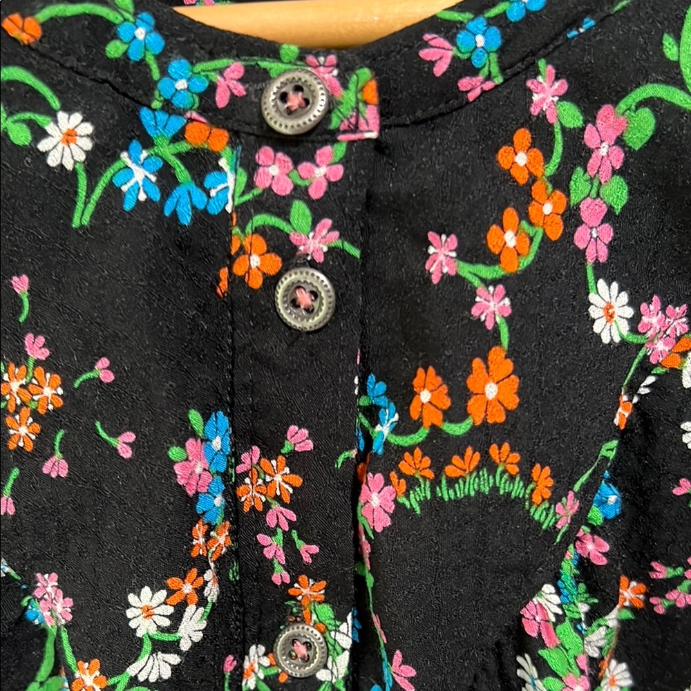 Maeve by Anthropologie, Floral Black Button-Up Blouse, x-small - Picture 2 of 7